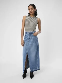 Object Röcke*OBJHARPER HW DENIM SKIRT 132 Medium Blue Denim