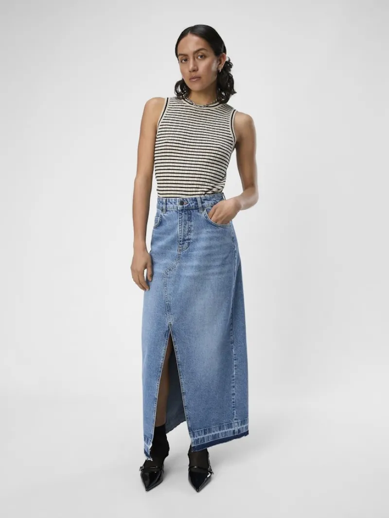 Object Röcke*OBJHARPER HW DENIM SKIRT 132 Medium Blue Denim