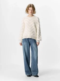 Object Pullover & Sweatshirts*OBJHOLLOW L/S RE KNIT PULLOVER NOOS white sand