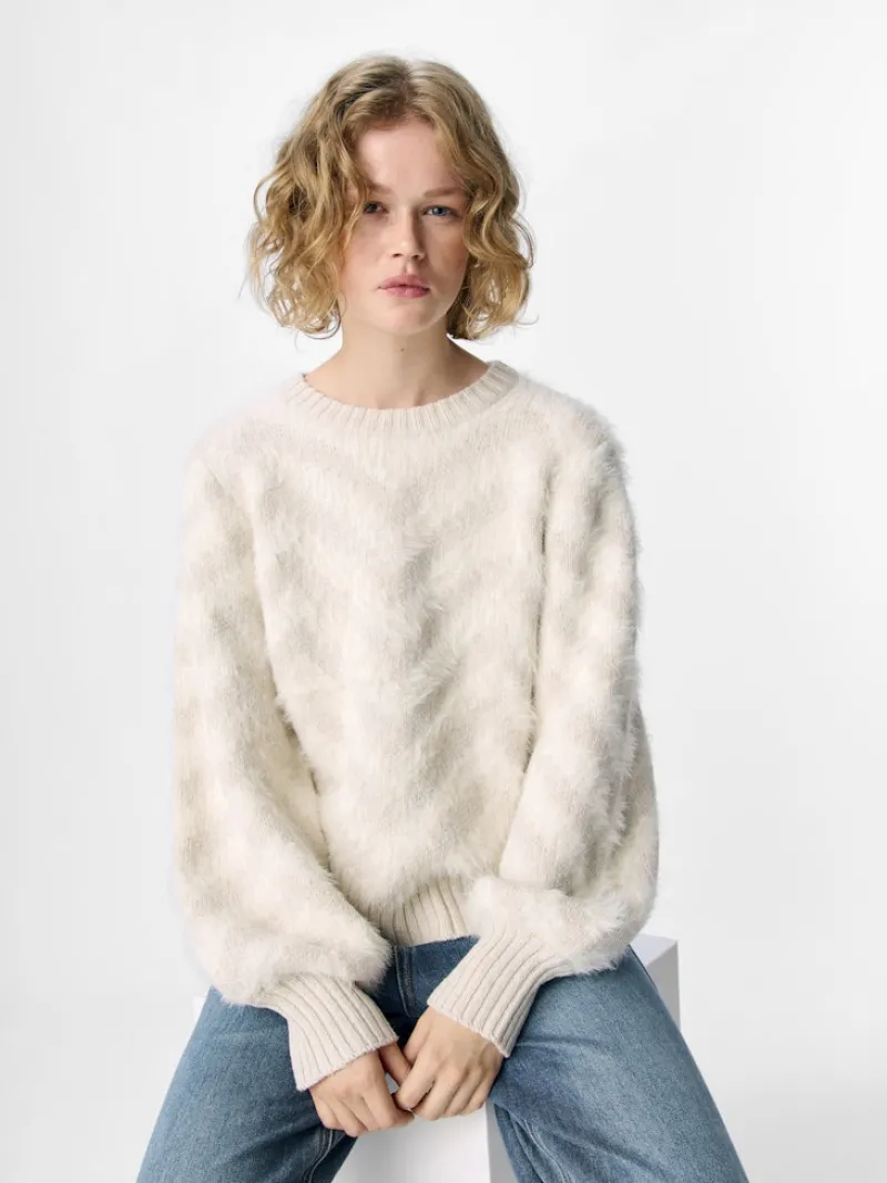 Object Pullover & Sweatshirts*OBJHOLLOW L/S RE KNIT PULLOVER NOOS white sand