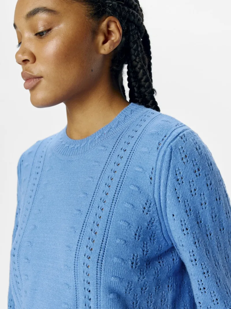 Object Pullover & Sweatshirts*OBJINGE L/S RE O-NECK KNIT NOOS cornflower blue