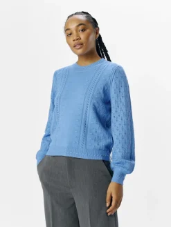Object Pullover & Sweatshirts*OBJINGE L/S RE O-NECK KNIT NOOS cornflower blue