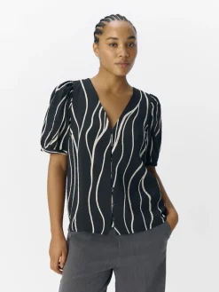 Object Blusen*OBJJACIRA S/S V-NECK TOP NOOS Black