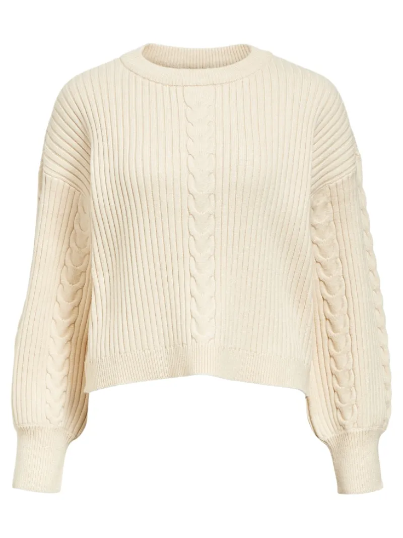 Object Pullover & Sweatshirts*OBJJONY LO L/S KNIT PULLOVER 136 sandshell