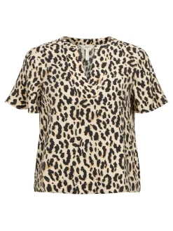 Object Blusen*OBJKARINA S/S RE V-NECK TOP NOOS sandshell3