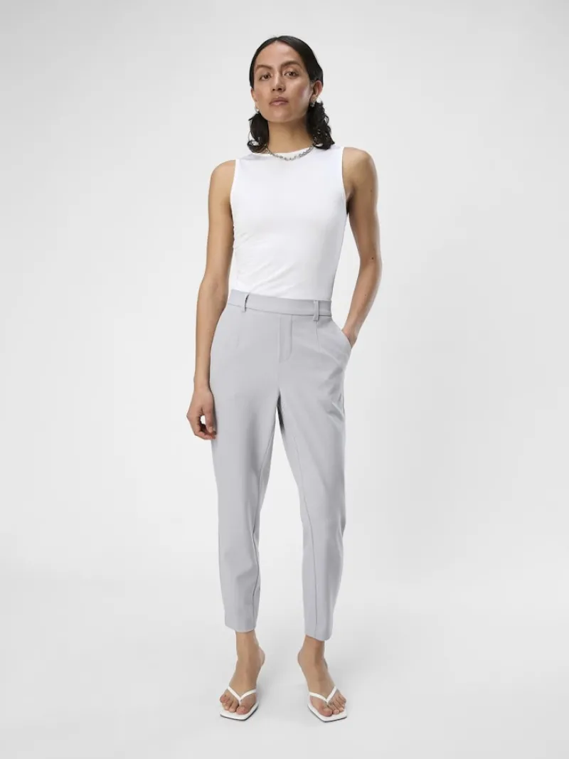 Object Hosen*OBJLISA SLIM PANT NOOS Light Grey Melange