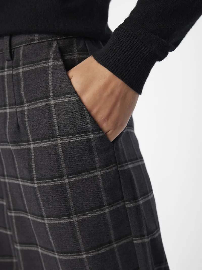 Object Hosen*OBJLISA WIDE PANT AOP NOOS Dark Grey Melange