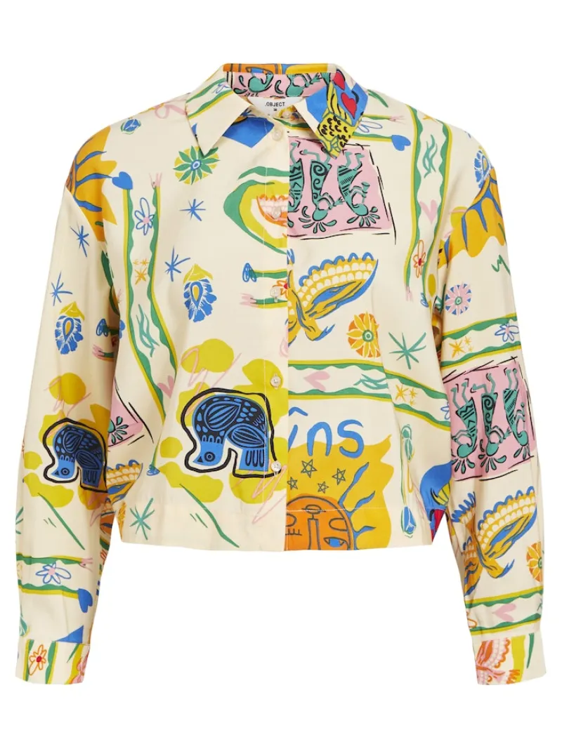 Object Blusen*OBJMARTHA L/S SHIRT 132 sandshell