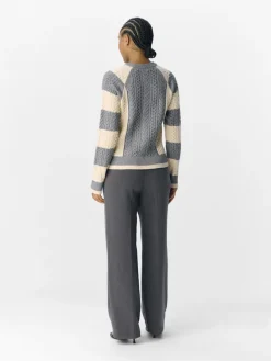 Object Pullover & Sweatshirts*OBJMEG LS LO O-NECK CABLE KNIT DIV Medium Grey Melange