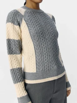 Object Pullover & Sweatshirts*OBJMEG LS LO O-NECK CABLE KNIT DIV Medium Grey Melange