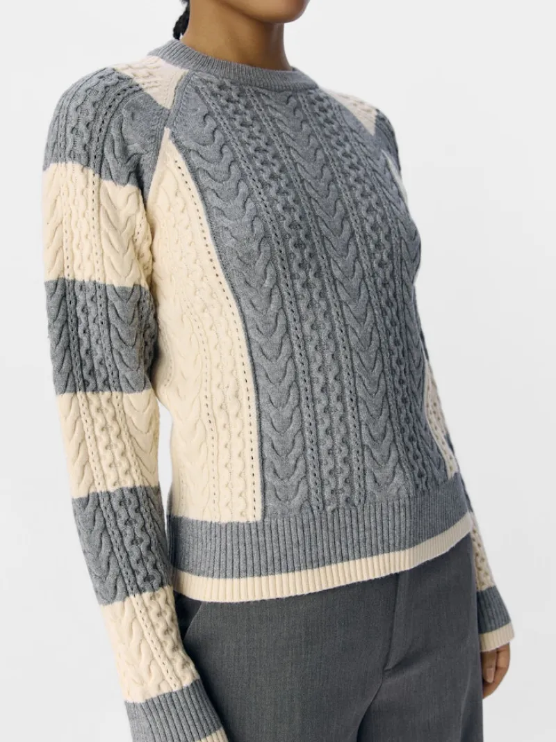 Object Pullover & Sweatshirts*OBJMEG LS LO O-NECK CABLE KNIT DIV Medium Grey Melange