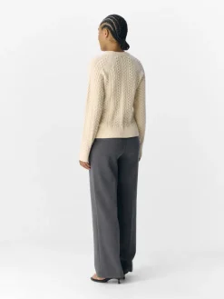 Object Pullover & Sweatshirts*OBJMEG LS LO O-NECK CABLE KNIT DIV sandshell