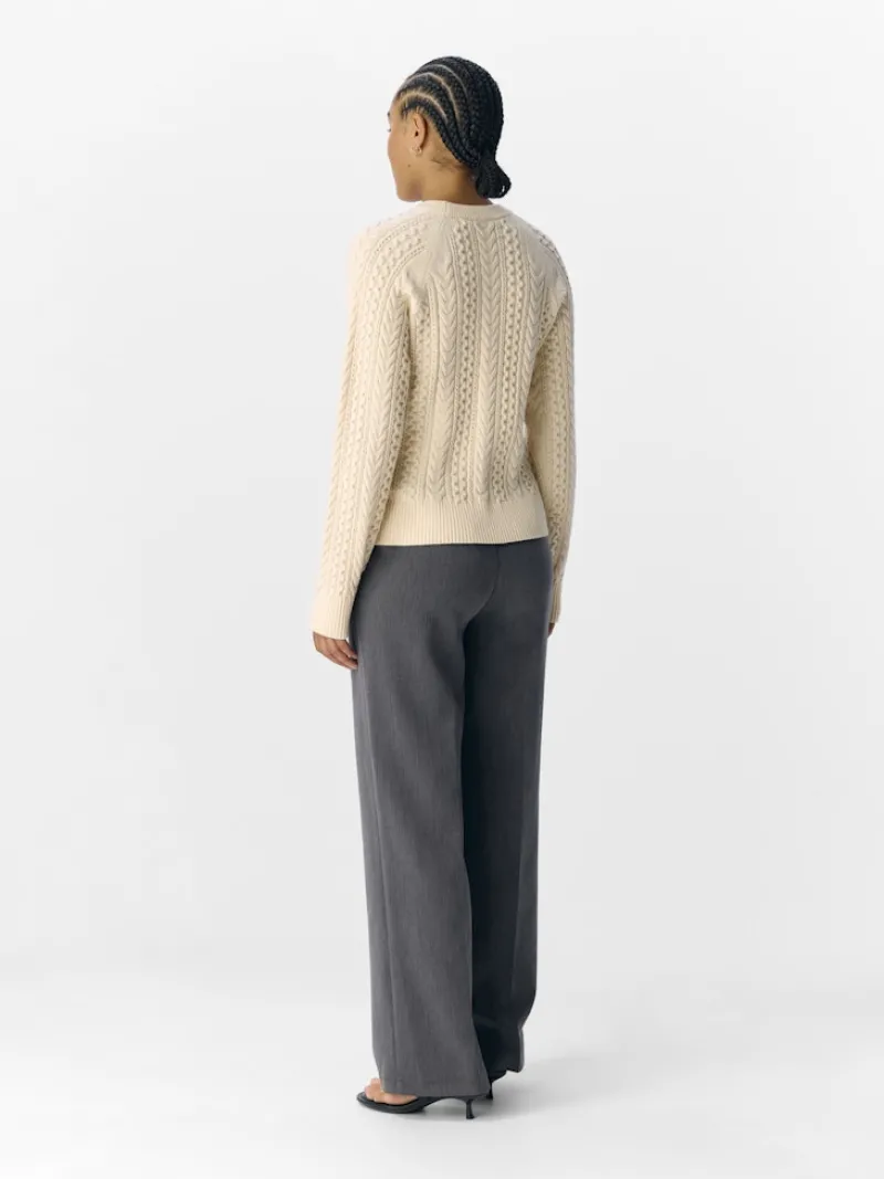 Object Pullover & Sweatshirts*OBJMEG LS LO O-NECK CABLE KNIT DIV sandshell