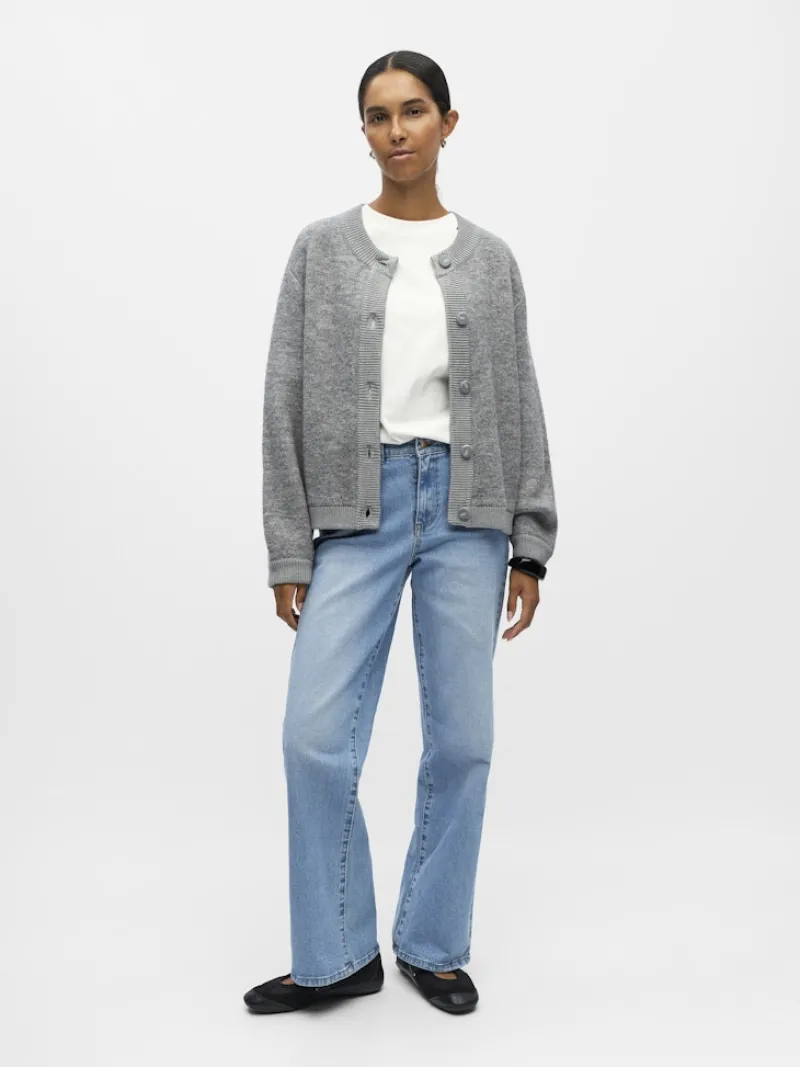 Object Pullover & Sweatshirts*OBJMERLE LS LO KNIT BOMBER NOOS Medium Grey Melange