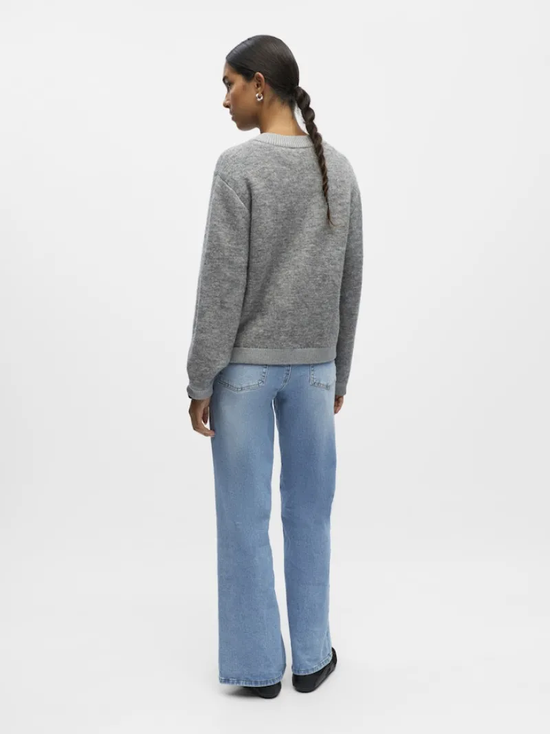 Object Pullover & Sweatshirts*OBJMERLE LS LO KNIT BOMBER NOOS Medium Grey Melange