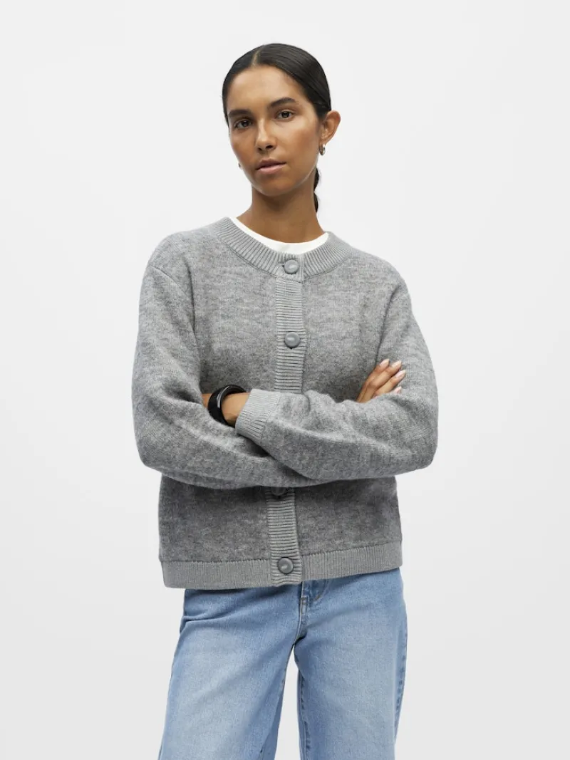 Object Pullover & Sweatshirts*OBJMERLE LS LO KNIT BOMBER NOOS Medium Grey Melange