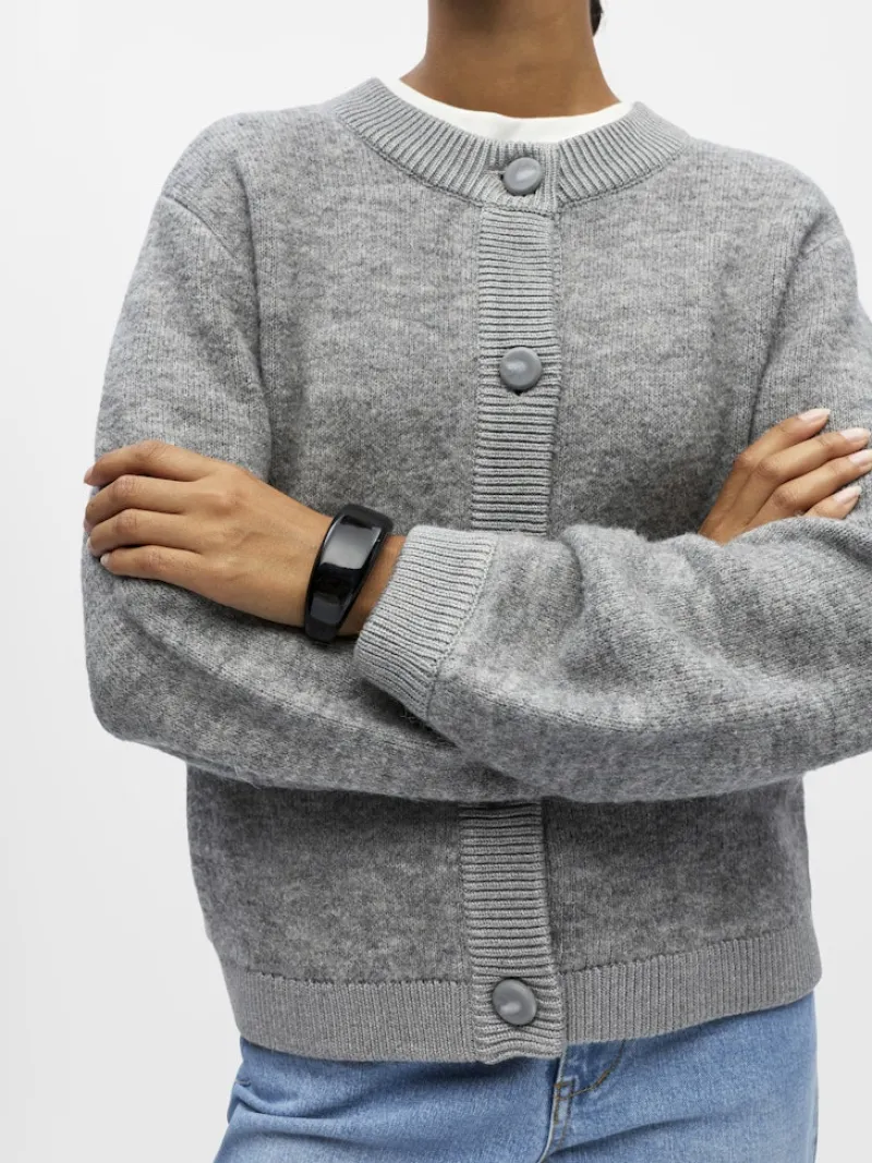 Object Pullover & Sweatshirts*OBJMERLE LS LO KNIT BOMBER NOOS Medium Grey Melange