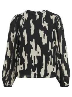 Object Blusen*OBJMILA L/S TOP NOOS black1