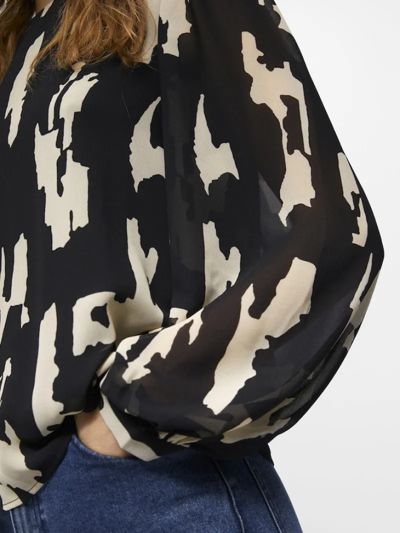 Object Blusen*OBJMILA L/S TOP NOOS black1