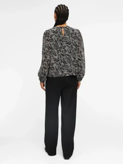 Object Blusen*OBJMILA L/S TOP NOOS black2