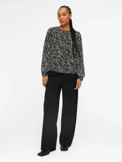 Object Blusen*OBJMILA L/S TOP NOOS black2