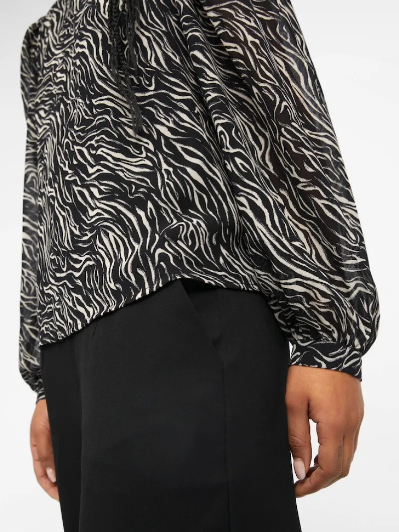 Object Blusen*OBJMILA L/S TOP NOOS black2