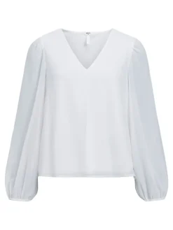Object Blusen*OBJMILA RE L/S V-NECK TOP NOOS Cloud Dancer