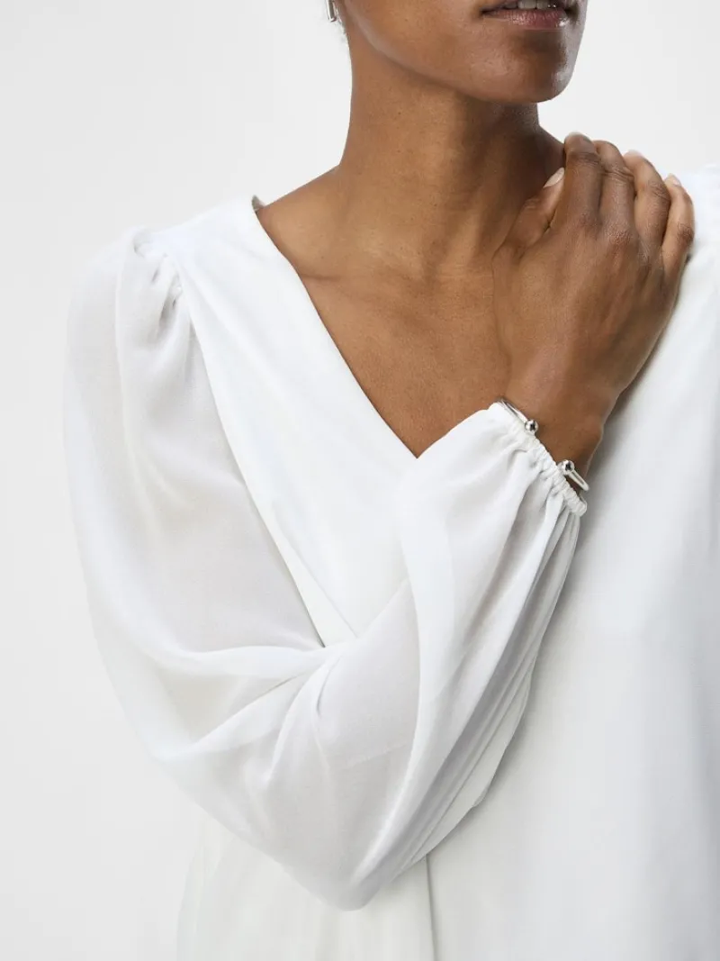 Object Blusen*OBJMILA RE L/S V-NECK TOP NOOS Cloud Dancer