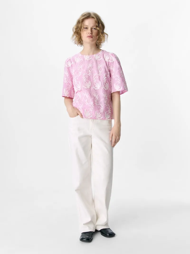 Object Blusen*OBJMYA 2/4 RE TOP NOOS pink frosting