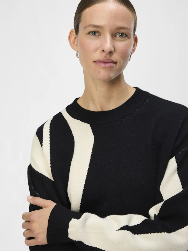 Object Pullover & Sweatshirts*OBJRAY LO L/S KNIT PULLOVER AOP NOOS black4