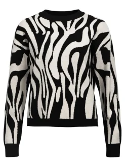 Object Pullover & Sweatshirts*OBJRAY LO L/S KNIT PULLOVER AOP NOOS black3