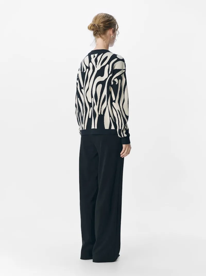 Object Pullover & Sweatshirts*OBJRAY LO L/S KNIT PULLOVER AOP NOOS black3