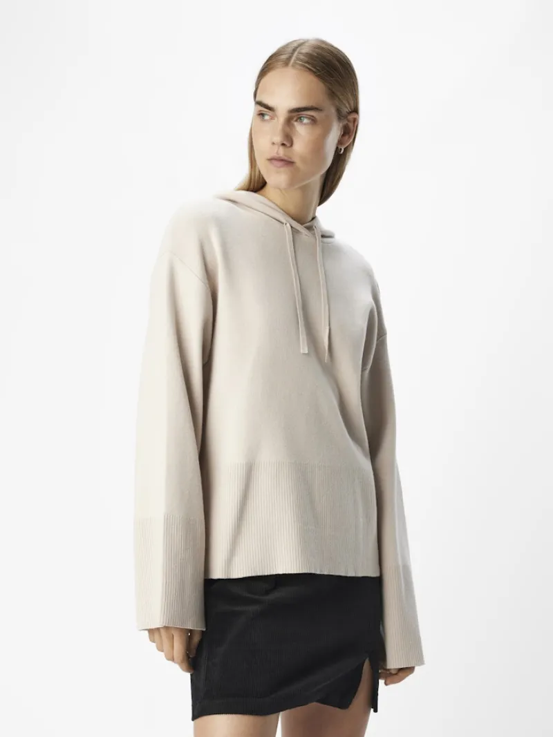 Object Pullover & Sweatshirts*OBJREYNARD L/S LO KNIT HOODIE DIV silver gray