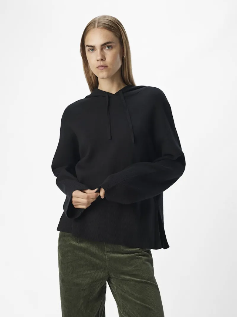 Object Pullover & Sweatshirts*OBJREYNARD L/S LO KNIT HOODIE DIV Black