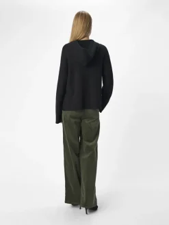 Object Pullover & Sweatshirts*OBJREYNARD L/S LO KNIT HOODIE DIV Black