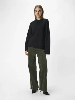 Object Pullover & Sweatshirts*OBJREYNARD L/S LO KNIT HOODIE DIV Black