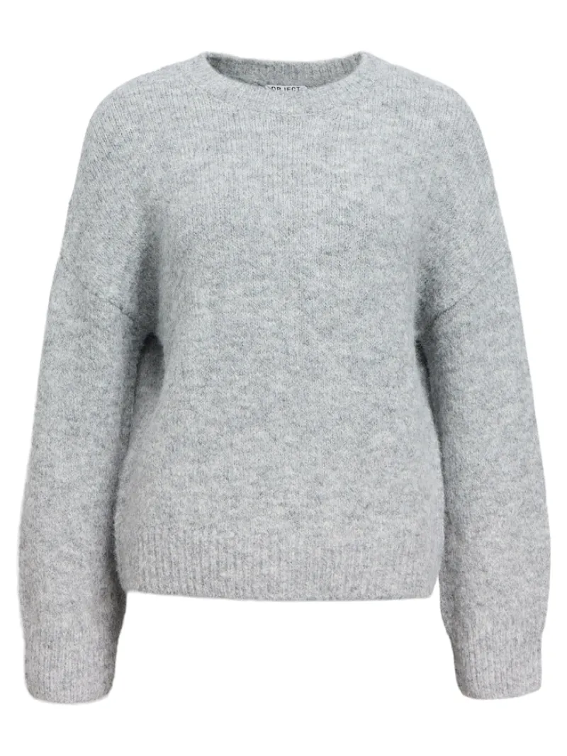 Object Pullover & Sweatshirts*OBJSAGGIA LS LO PULLOVER NOOS Medium Grey Melange
