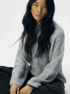 Object Pullover & Sweatshirts*OBJSAGGIA LS LO PULLOVER NOOS Medium Grey Melange