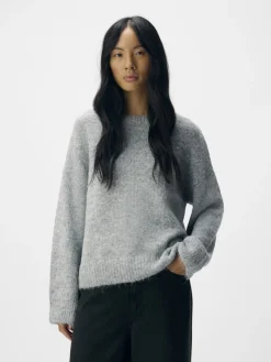 Object Pullover & Sweatshirts*OBJSAGGIA LS LO PULLOVER NOOS Medium Grey Melange