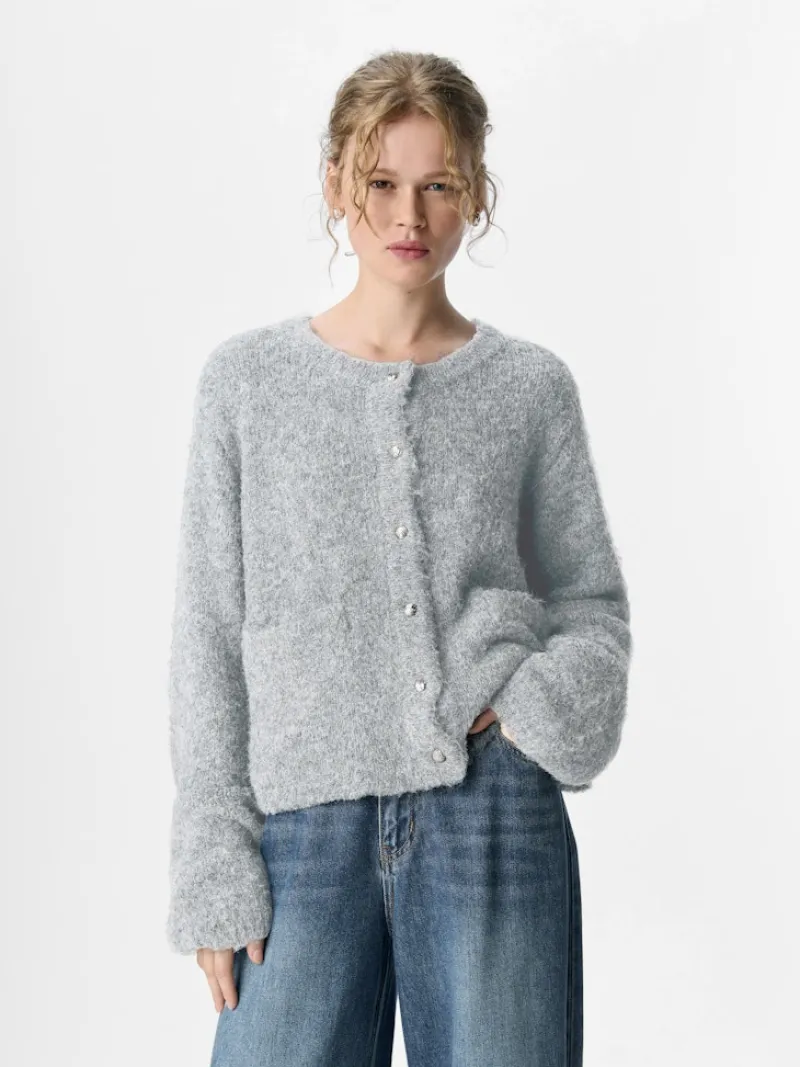 Object Pullover & Sweatshirts*OBJSAGGIA RE L/S KNIT CARDIGAN NOOS Medium Grey Melange