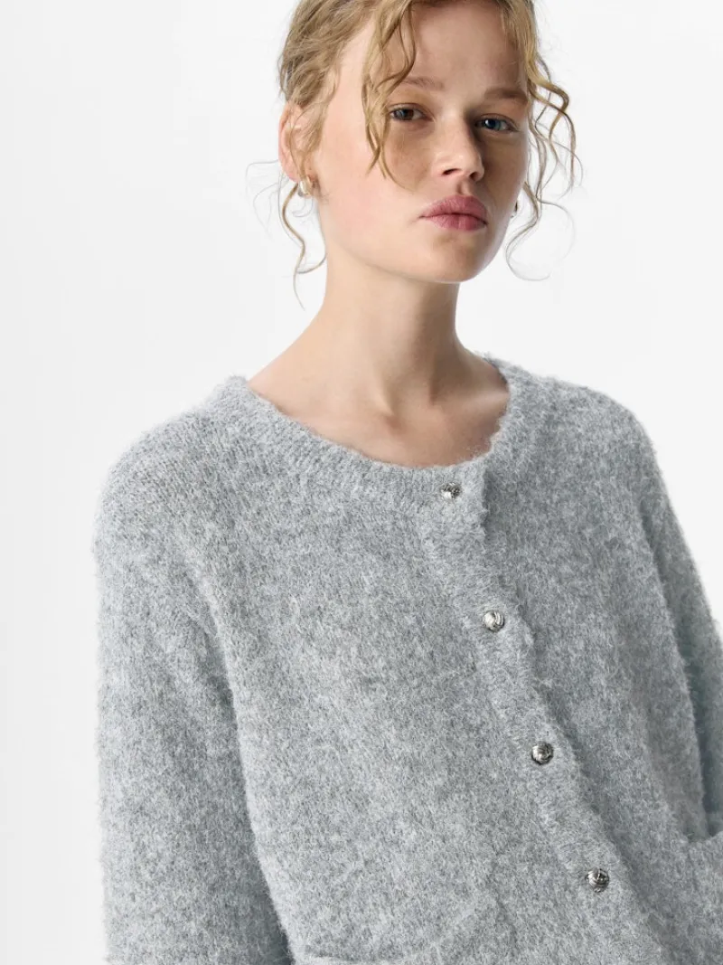 Object Pullover & Sweatshirts*OBJSAGGIA RE L/S KNIT CARDIGAN NOOS Medium Grey Melange