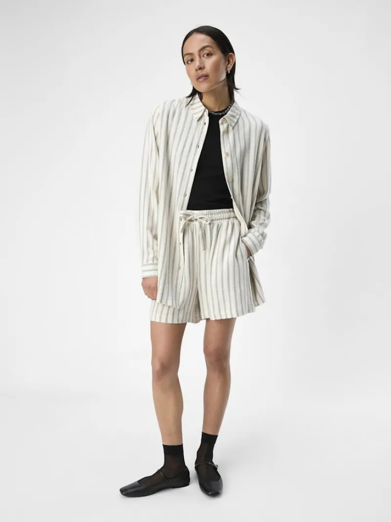 Object Blusen*OBJSANNE L/S SHIRT AOP NOOS sandshell