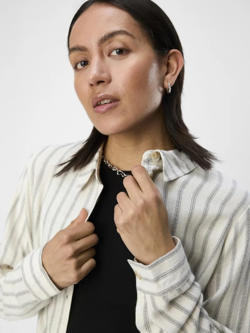 Object Blusen*OBJSANNE L/S SHIRT AOP NOOS sandshell