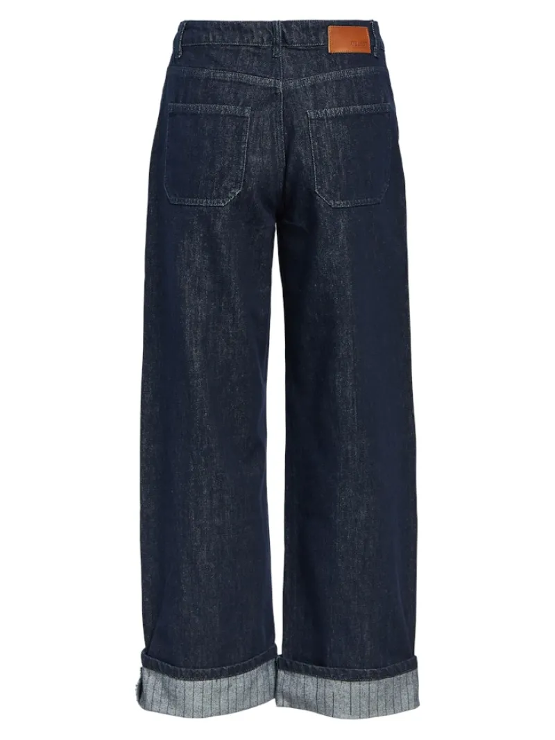 Object Jeans*OBJSAVA CRYSTAL MW WIDE ANKLE JEANS 136 Dark Blue Denim