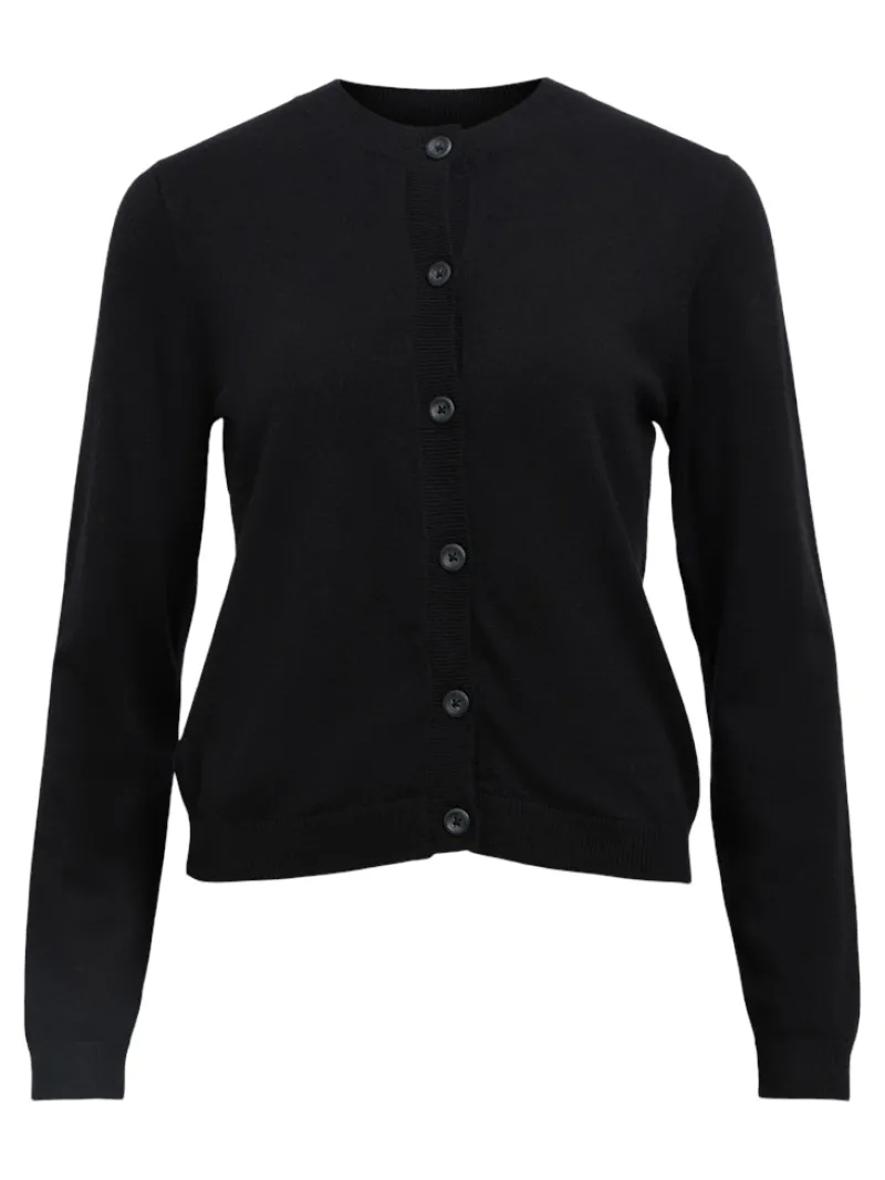 Object Pullover & Sweatshirts*OBJTHESS L/S SHORT CARDIGAN NOOS Black