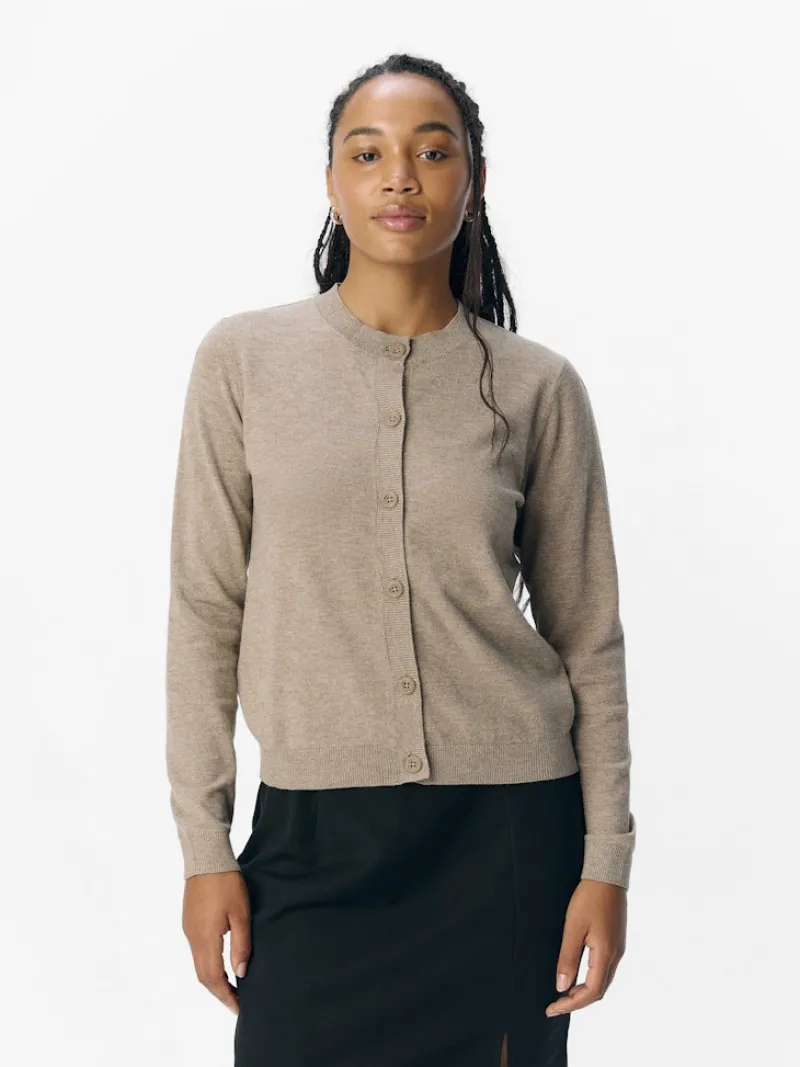 Object Pullover & Sweatshirts*OBJTHESS L/S SHORT CARDIGAN NOOS desert taupe