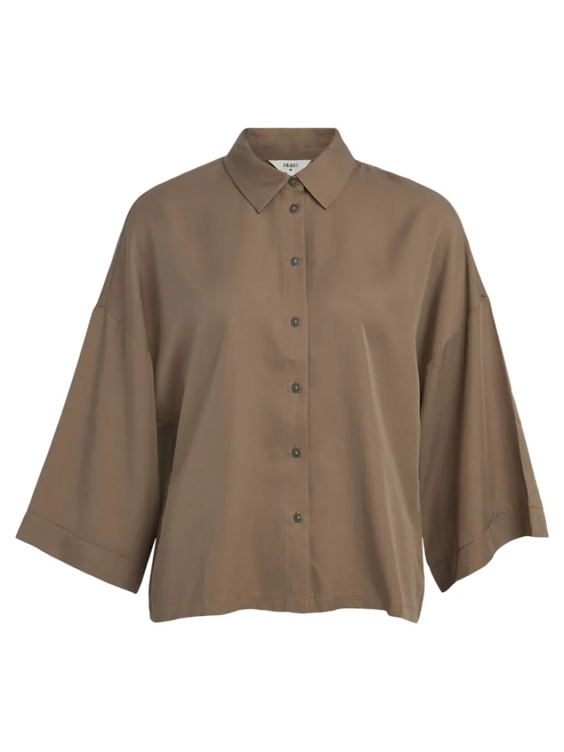 Object Blusen*OBJTILDA BOXY SHIRT NOOS Fossil