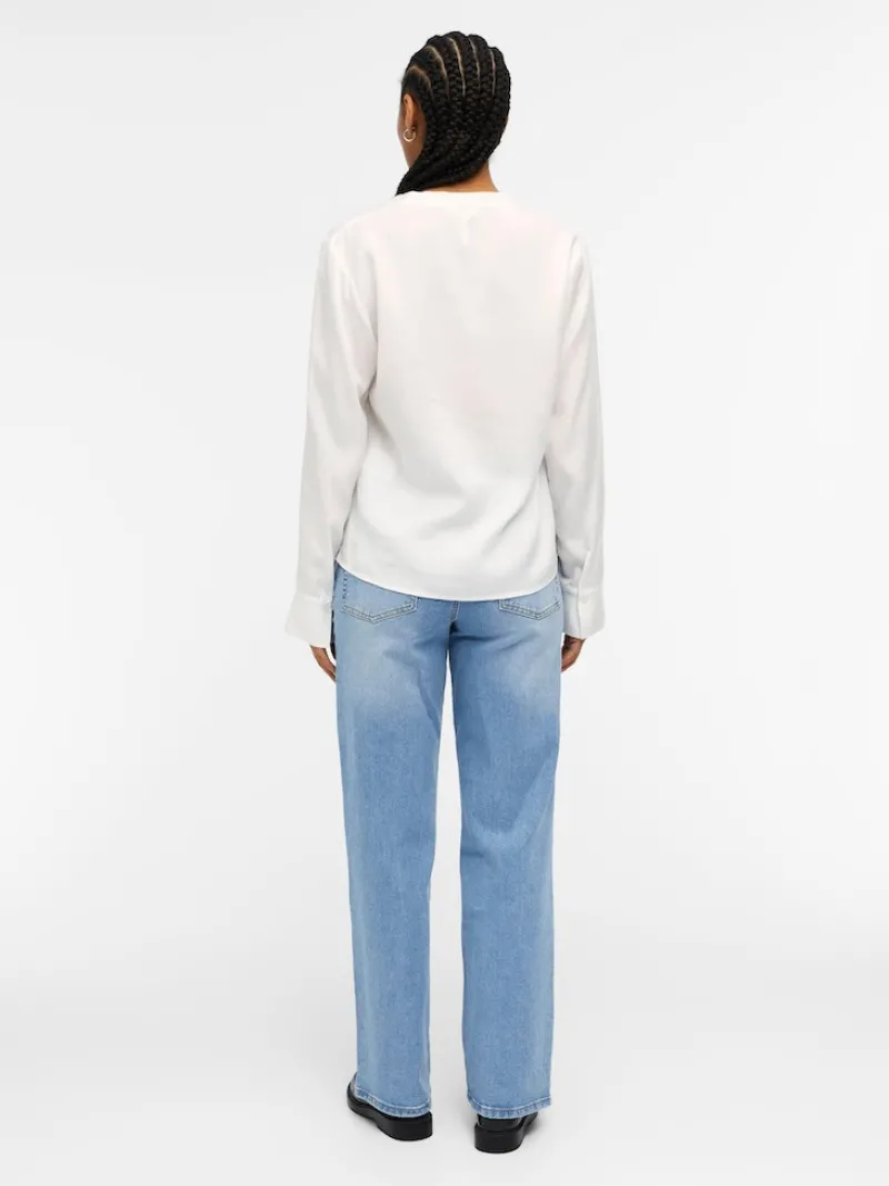 Object Blusen*OBJTILDA L/S V-NECK SHIRT NOOS Cloud Dancer