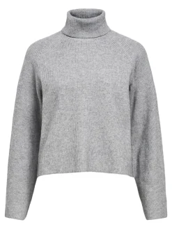 Object Pullover & Sweatshirts*OBJVIOLA LS LO ROLLNECK KNIT NOOS Medium Grey Melange