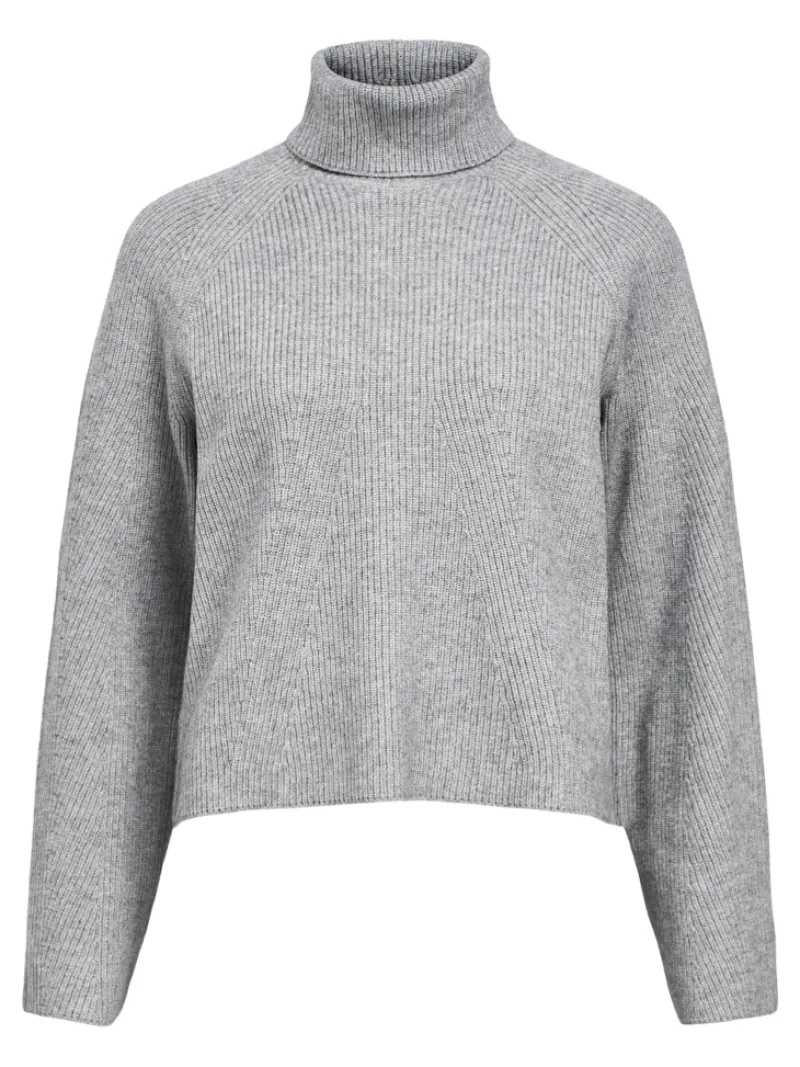 Object Pullover & Sweatshirts*OBJVIOLA LS LO ROLLNECK KNIT NOOS Medium Grey Melange